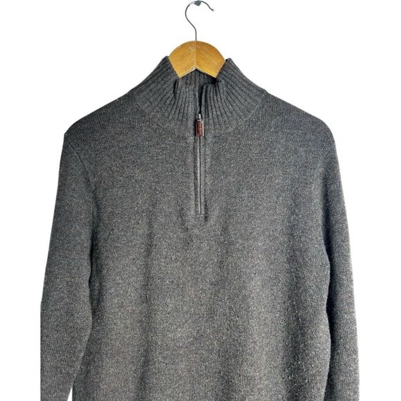 J. Crew Wool Brown Quarter Zip Men's Sweater Size S Fall Winter Comfy Cozy - Picture 4 of 10